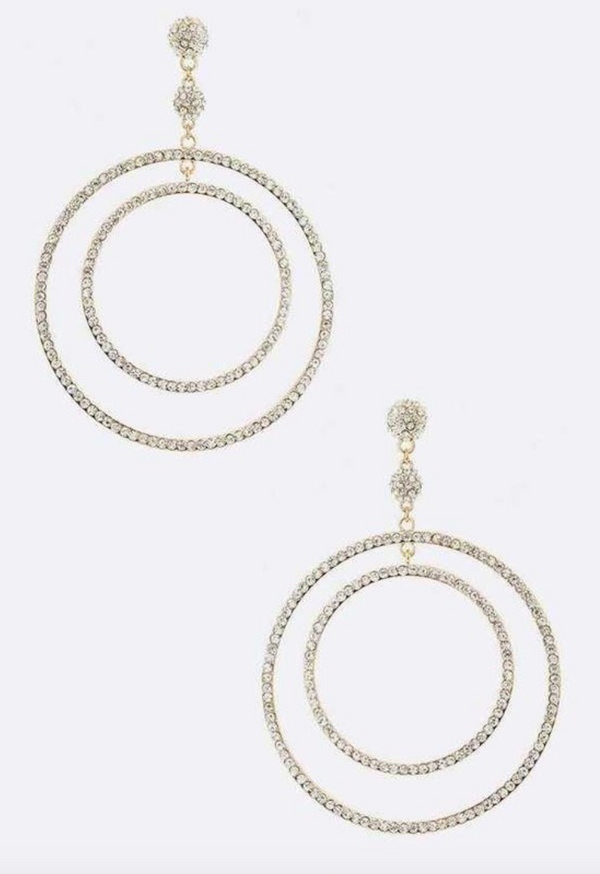 Crystal Double Hoop Drops Earrings