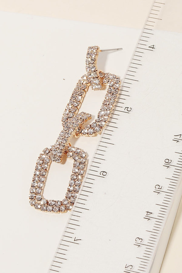 Rectangle chain drop earrings