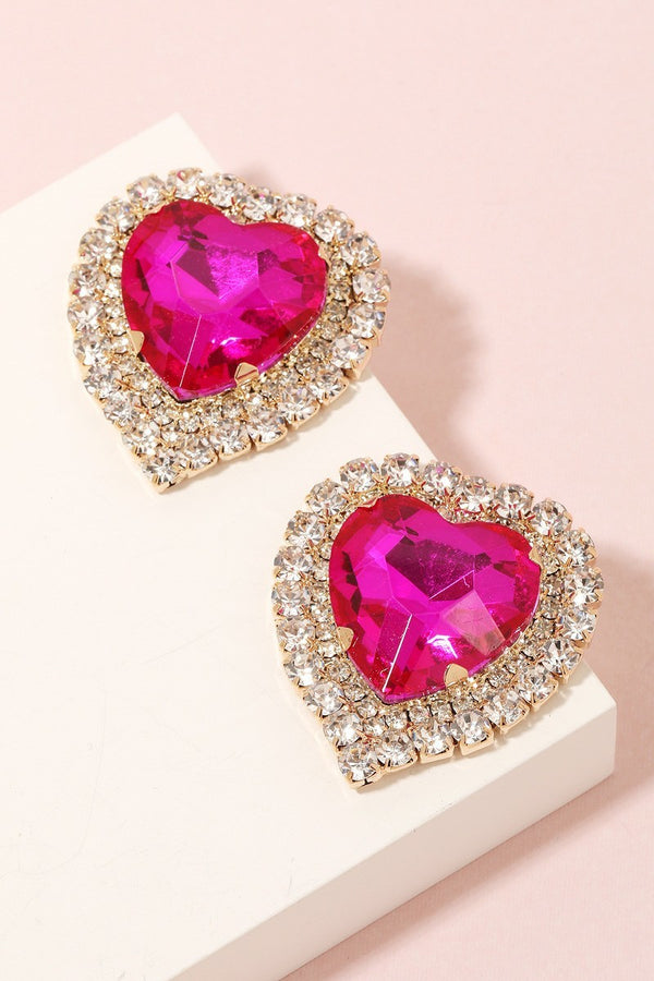 Pave Heart Stud Earrings