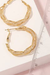 Wire Mesh Wrap Rhinestone Hoop Earrings