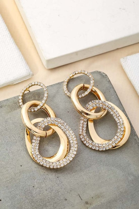 Pavé chain link drop earrings