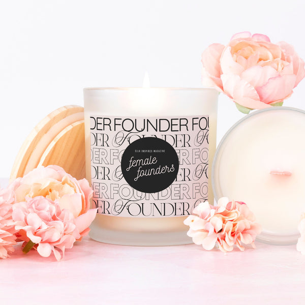 Female Founders Frosted Glass Candle (Pink Wick)